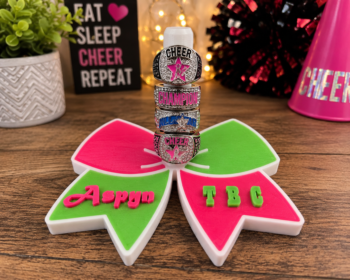 Personalized Cheer Ring Holder – 3D Printed