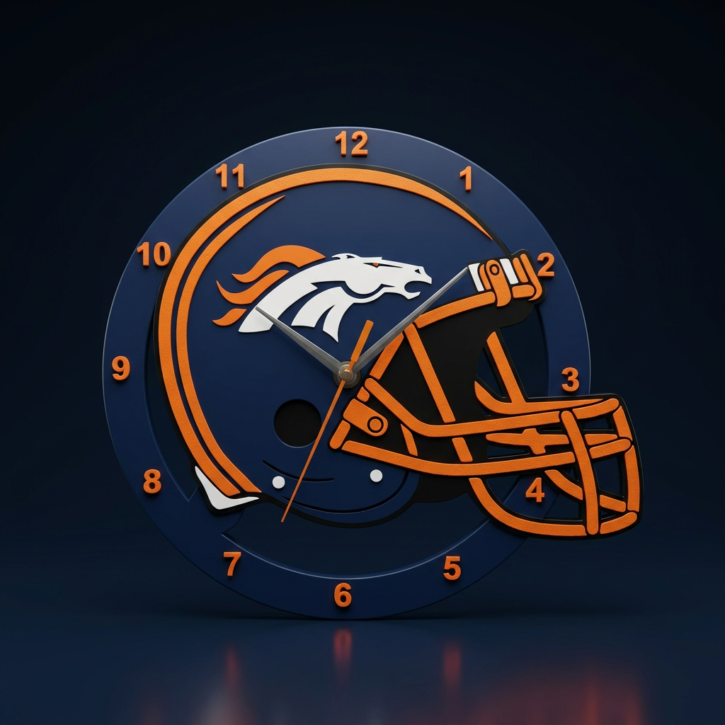🐴 Personalized Denver Broncos Helmet Wall Clock 9x9