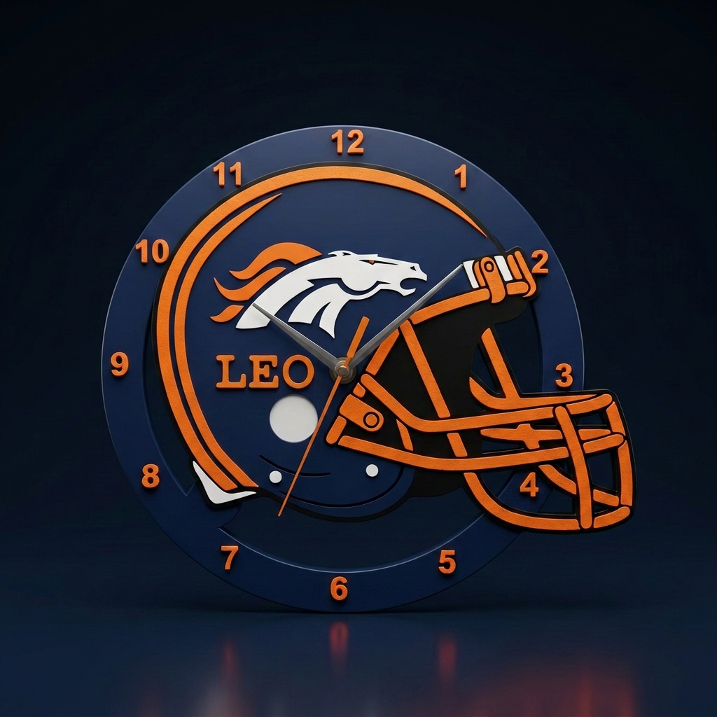 🐴 Personalized Denver Broncos Helmet Wall Clock 9x9